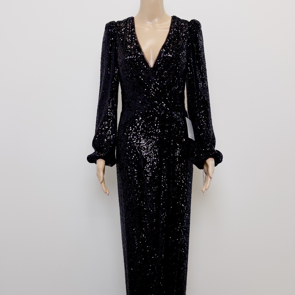 Xscape Long Sleeve Sequin Gown